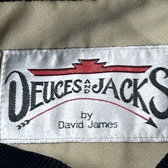 Vintage 90s David James Deuces And Jacks Canvas Bomber Jacket Men’s Extra Large - Picture 3 of 5